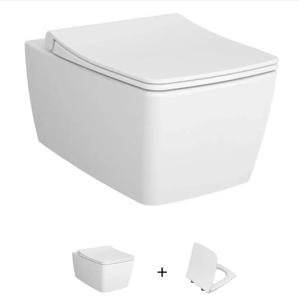 VitrA Metropole Rim-Ex Kanlasız Asma Klozet + Duroplast Slim Yavaş Kapanan Klozet Kapağı SET 