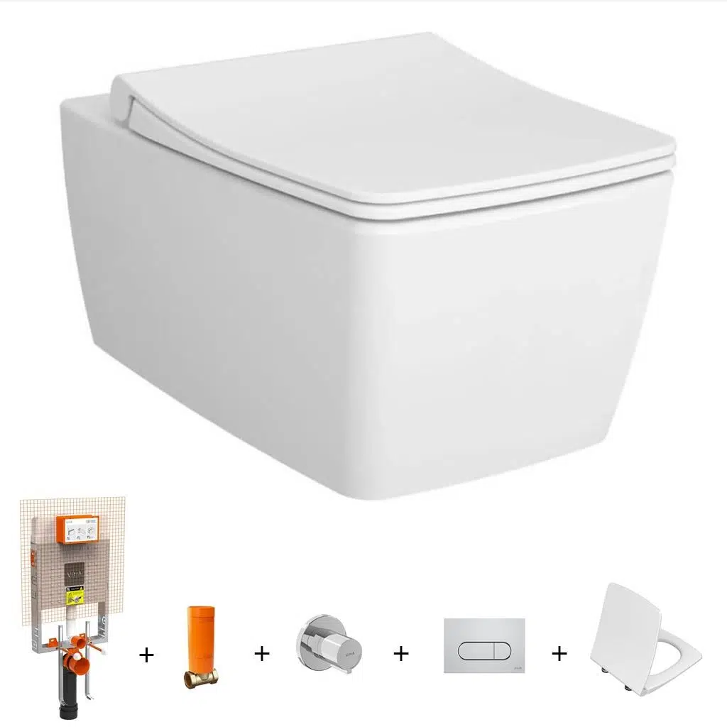 VitrA Metropole Rim-Ex Kanlasız Asma Klozet + Duroplast Yavaş Kapak + Gömme Rezervuar SET 