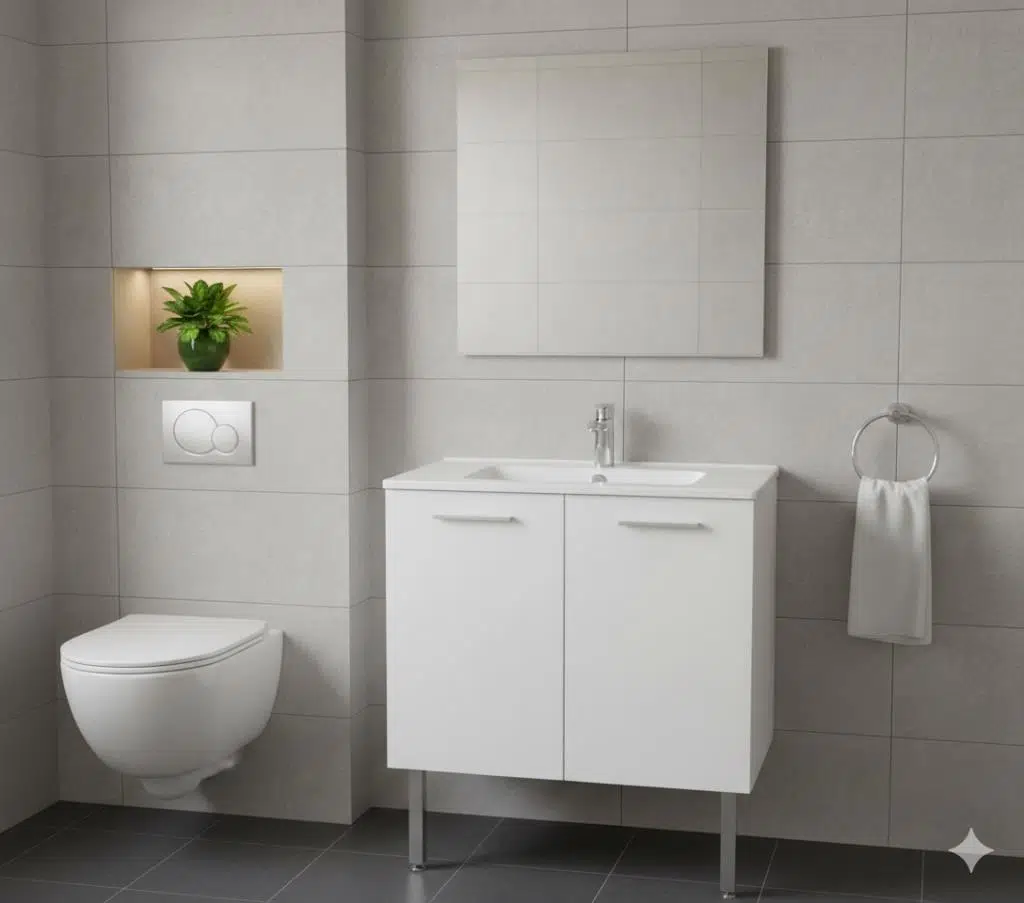 Vitra Mia 80 cm Beyaz Banyo Dolabı + Creavit 80 cm Ayna SET
