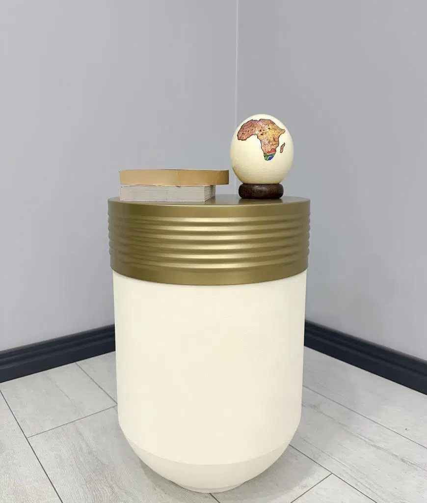 ELEGANT Dekoratif Eskitme Darbuka Krem Sehpa 60cm