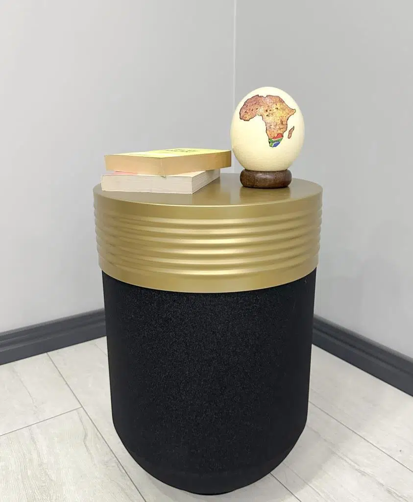 ELEGANT Dekoratif Eskitme Darbuka Siyah Sehpa 60cm